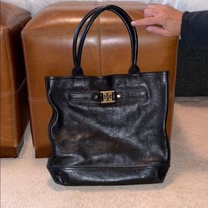 Black leather Tory Burch phone pocket and zipper